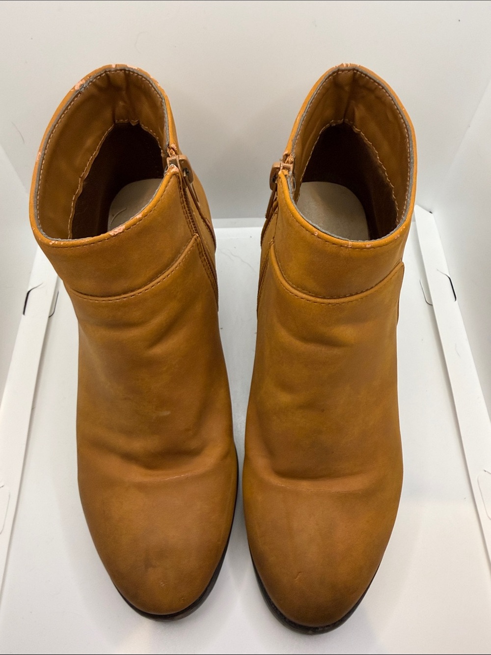 Women's Cognac Side-Zip Ankle Booties